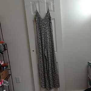 Zara Trafaluc 70s Inspired Floral Wide‎ Leg Spaghetti Strap Jumpsuit Size S